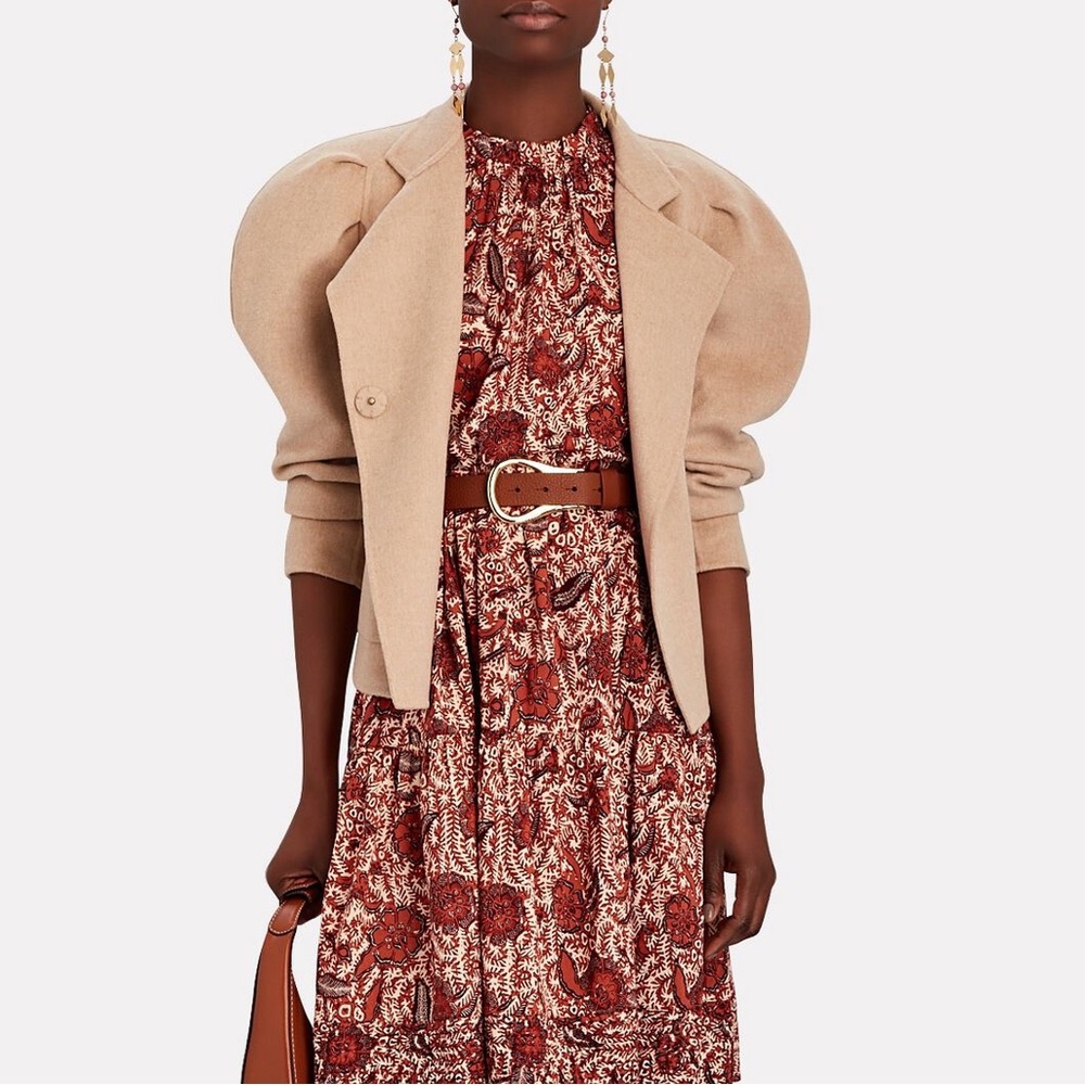 NWOT Ulla Johnson Dita Puff Sleeve Wool Jacket in Beige Size Medium